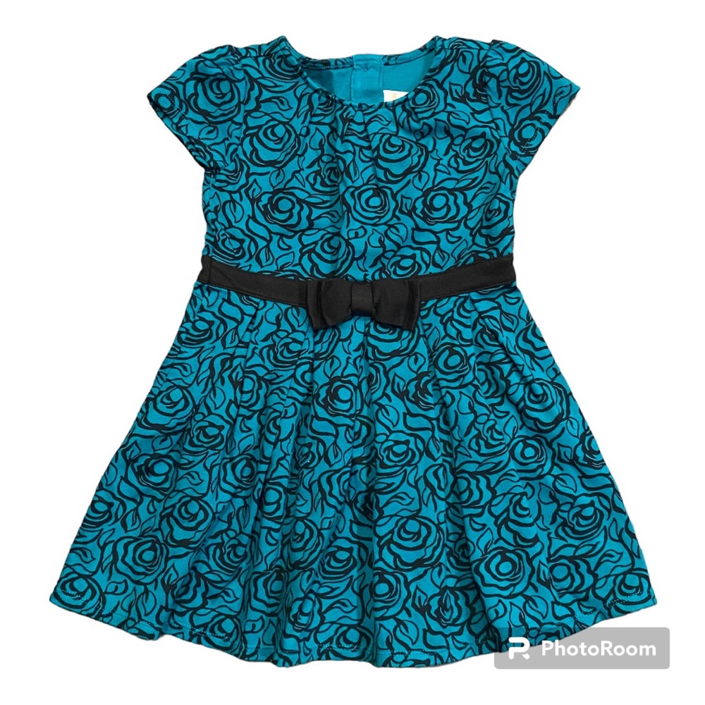 Gymboree teal and black floral dress